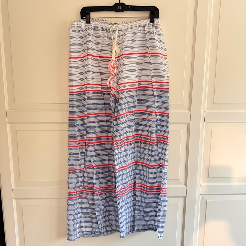 Lemlem White Stripe Wide Leg Pull On Pants Size Medium 41490